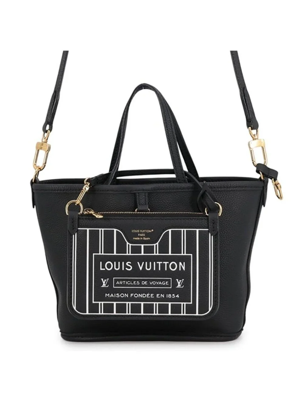 Louis Vuitton Tote Monogram Neverfull Inside Out BB 2-Way Shoulder Black